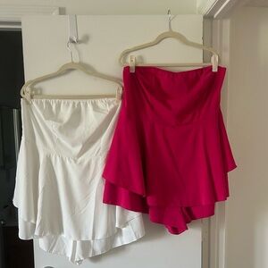 Strapless Layered Romper Bundle - Hot Pink and White - 3XL